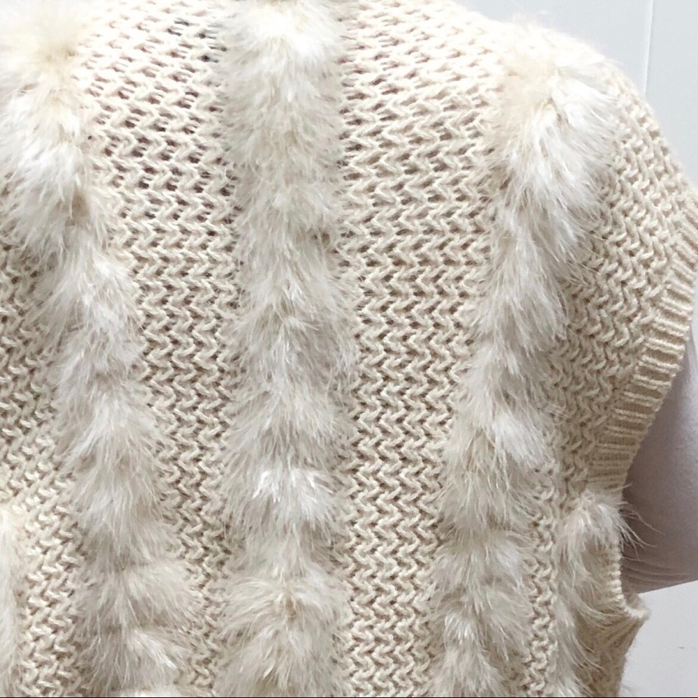 DKNY Feather Trimmed Alpaca Wool Cardigan - Picture 5 of 8